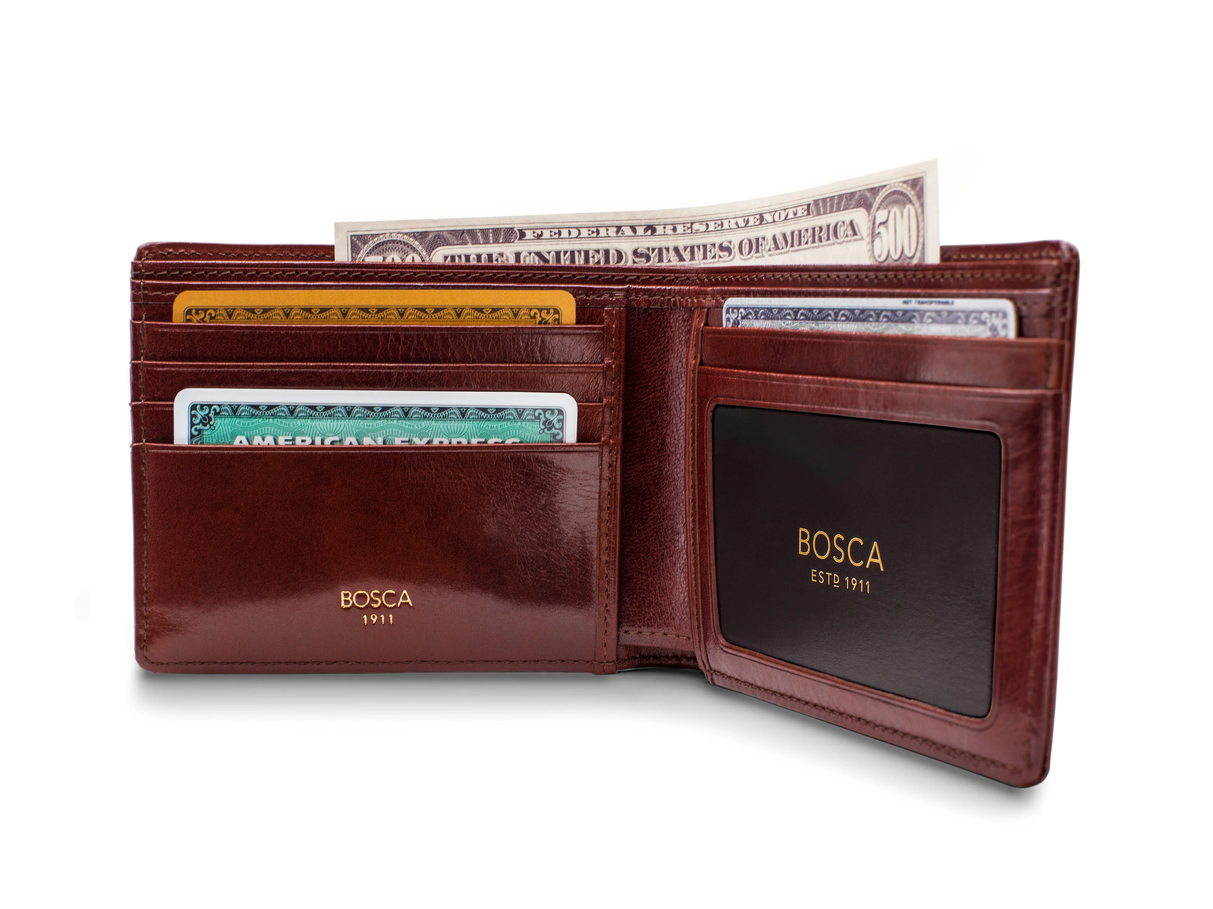 Old Leather 5 Pocket Wallet W/ I.D. - Image 5