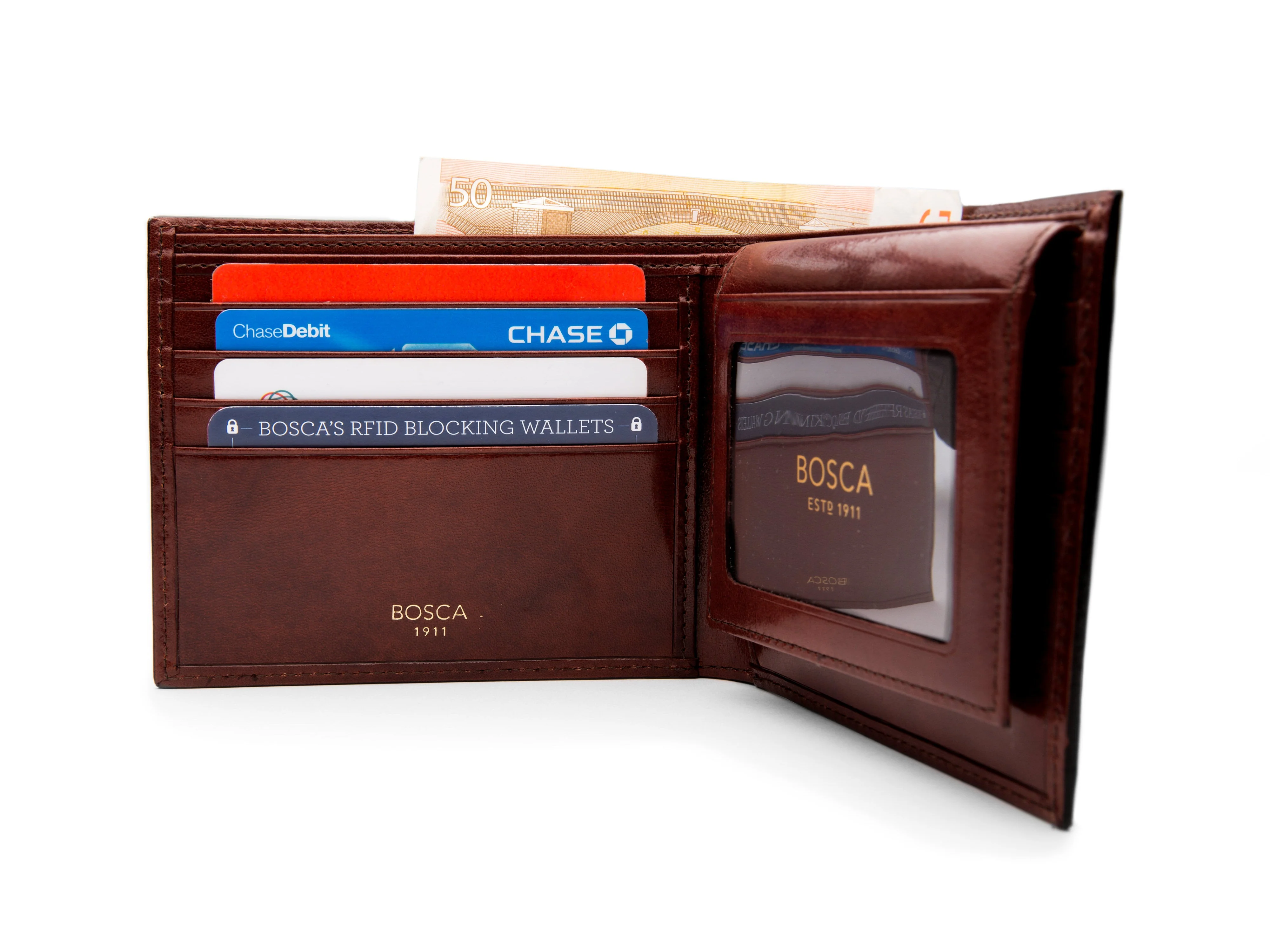 Old Leather Euro Credit Wallet w/ ID Passcase - Image 29