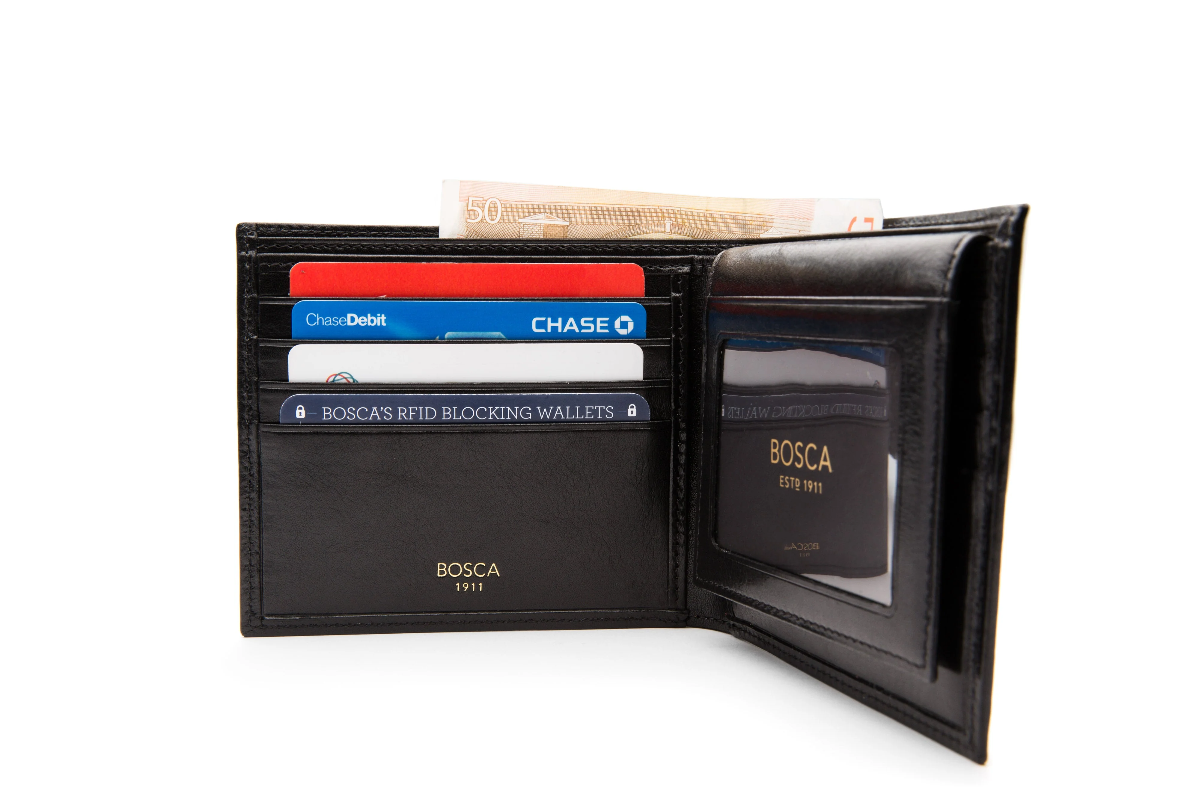 Old Leather Euro Credit Wallet w/ ID Passcase - Image 35